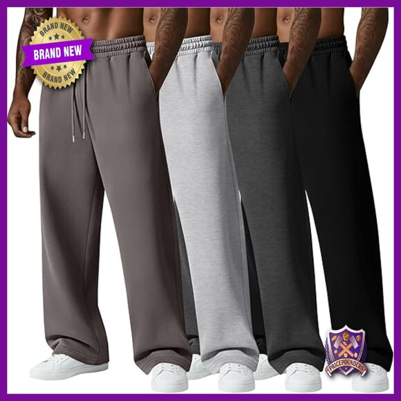 4 Pack Men's Big Tall Sweatpants Athletic Joggers Drawstring Pockets